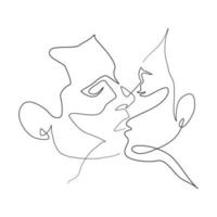 Vektor Illustration, küssen Mann und Frau. minimalistisch einer Linie Stil.