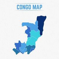 Republik der Kongo detaillierte Karte mit Regionen vektor