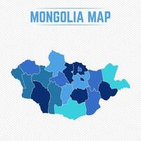 Mongoliet detaljerad karta med regioner vektor