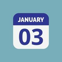 januari 3 kalender ikon vektor