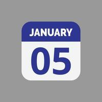 januari 5 kalender ikon vektor
