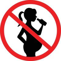 Nej alkohol under graviditet tecken. do inte dryck alkohol under graviditet symbol. Nej alkohol för gravid kvinna. platt stil. vektor
