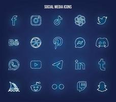 populär social nätverk symboler, social media logotyp ikoner samling, Instagram, Facebook, Twitter, Youtube, chatgpt, midjourney, oenighet och etc. social media ikoner med ljus effekt vektor