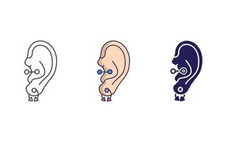 Gliederung Ohr Piercing Vektor Symbol