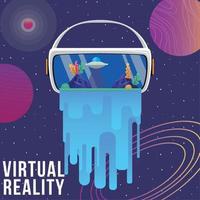 isoliert virtuell Wirklichkeit Brille schwebend auf das Universum Vektor Illustration