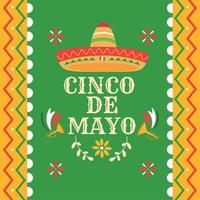 farbig cinco de Mayo Poster mit Mexikaner Hut und Trompeten Vektor Illustration