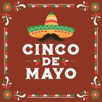 röd cinco de mayo firande affisch med traditionell hatt vektor illustration