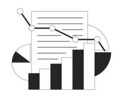 Der Umsatz Wachstum Planung eben Linie schwarz Weiß Vektor Symbol. Linie Grafiken mit Kuchen Diagramme. editierbar Karikatur Stil Konzept. einfach isoliert Gliederung Stelle Illustration zum Netz Grafik Design und Animation