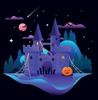 Illustration von ein Nacht Schloss auf Halloween vektor