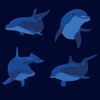4 Abbildungen von Blau Delfine vektor
