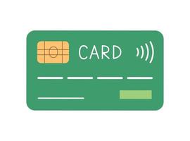 kreditera kort med chip i enkel stil isolerat på vit bakgrund. grön Bank kort. kontantlös betalning. vektor platt illustration