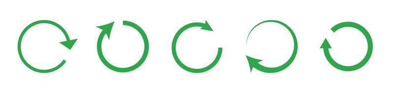 refresh eco grön pil ikoner uppsättning. cirkel pil grön symbol uppsättning eps10 - vektor