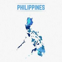 Filippinerna detaljerad karta med regioner vektor