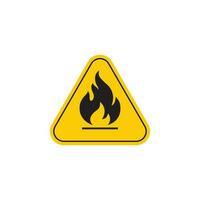Vektor Illustration von Gelb Dreieck Warnung Zeichen mit Flamme Feuer innen. Aufmerksamkeit. Achtung Zone. behalten Weg von Feuer Symbol.