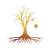 verklig egendom begrepp. träd med Hem i hand. vektor illustration.