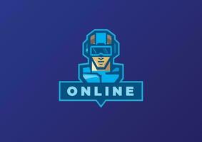 Mensch tragen vr Headset online Spiel Logo vektor