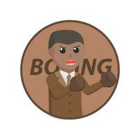 Geschäftsmann afrikanisch Boxer Maskottchen Design Charakter auf Weiß Hintergrund vektor