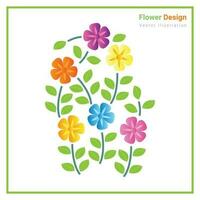 bunt Blumen und schön Blätter Rahmen und Hintergrund Vektor. vektor