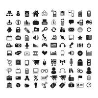 samling av ikon mönster på de tema av teknologi, finansiera, Semester, pilar, kommunikation, symboler. vektor