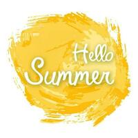 hallo sommer auf gelbem aquarellfleck. gestaltungselement für einladungen, grußkarten, drucke und poster. Vektor-Illustration. vektor