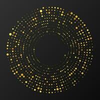 abstrakt guld lysande halvton prickad bakgrund. guld glitter mönster i cirkel form. cirkel halvton prickar. vektor illustration