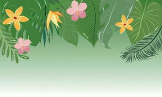 tropisch Hintergrund mit Blätter und Blumen vektor
