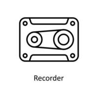 Recorder Vektor Gliederung Symbole. einfach Lager Illustration Lager