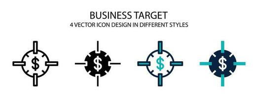 Geschäft Ziel Symbol im Umriss, dünn Linie, solide, gefüllt und eben Stil. Vektor Illustration von zwei farbig und schwarz Geschäft Ziel Vektor Symbole Designs können Sein benutzt zum Handy, Mobiltelefon, ui, Netz