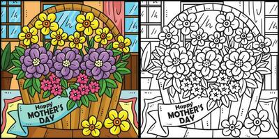 Mütter Tag Korb von Blumen Illustration vektor