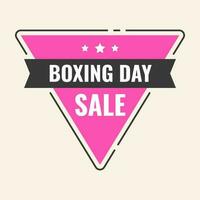 boxning dag text band med rosa triangel ram på beige bakgrund för försäljning klistermärke eller affisch design. vektor