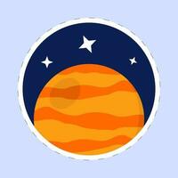 Orange Merkur Planet mit Sterne Blau Hintergrund im Aufkleber Stil. vektor