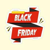 rot und schwarz Freitag Schriftart Zickzack- Band auf Gelb Hintergrund zum Verkauf Abzeichen oder Poster Design. vektor