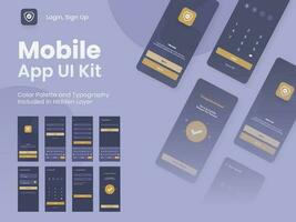 trådmodell ui, ux, gui layout med annorlunda logga in skärmar Inklusive konto tecken i, tecken upp och låsa skärm för mobil app. vektor