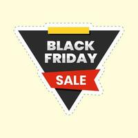 svart fredag försäljning font på traingle svart och gul bakgrund för bricka eller affisch design. vektor