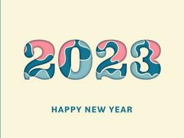 Papier Schnitt 2023 Nummer gegen Beige Hintergrund zum glücklich Neu Jahr Konzept. vektor