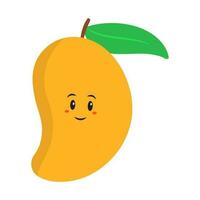 Karikatur Emoji von Lächeln Mango auf Weiß Hintergrund. vektor