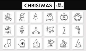 18 Weihnachten Feier Symbole Pack im linear Stil. vektor