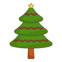 eben Illustration von bunt Ball und Streifen schmücken Weihnachten Baum Symbol. vektor