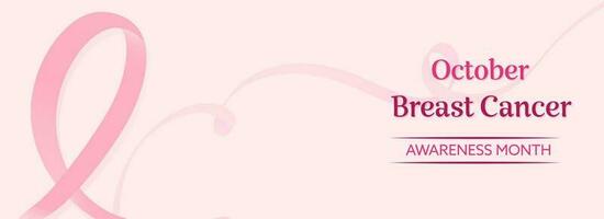 bröst cancer medvetenhet månad med rosa band symbol baner eller rubrik. vektor