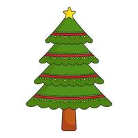 platt stil färgrik sträng boll dekorera jul träd ikon. vektor
