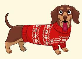 süß Dackel Würstchen Hund tragen hässlich Sweatshirt vektor