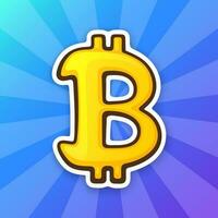 gyllene bitcoin tecken. symbol av crypto valuta. global virtuell internet pengar. blockera kedja baserad säkra crypto valuta. klistermärke med kontur vektor