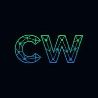 abstrakt brev cw logotyp design med linje punkt förbindelse för teknologi och digital företag företag. vektor