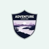 Abenteuer Logo Design Vorlage mit einfach Landschaft Hintergrund vektor