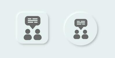 grupp chatt fast ikon i neomorf design stil. dialog tecken vektor illustration.