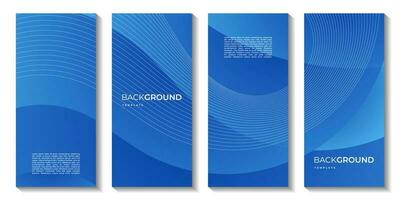 en uppsättning av broschyrer med abstrakt blå Vinka lutning bakgrund vektor