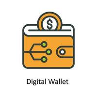 Digital Brieftasche Vektor füllen Gliederung Symbole. einfach Lager Illustration Lager