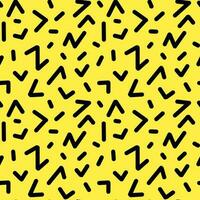 geometrisk linje klotter sömlös mönster gul bakgrund. kreativ abstrakt konst bakgrund vektor