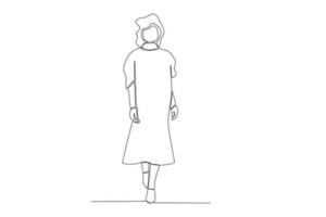 ein Frau posieren im ein lange Kleid vektor