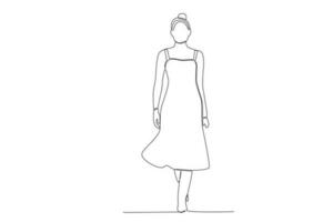 ein Mode Show Modell- mit ein schick Kleid vektor